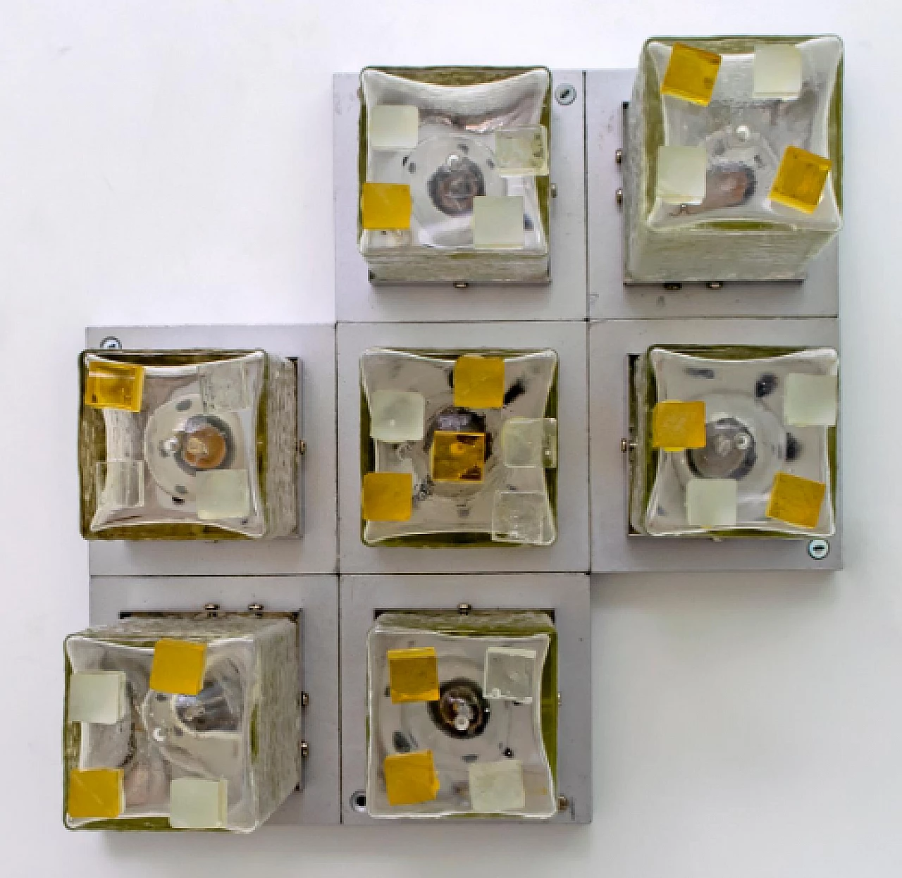 Applique in metallo e vetro di Albano Poli per Poliarte, anni '70 10