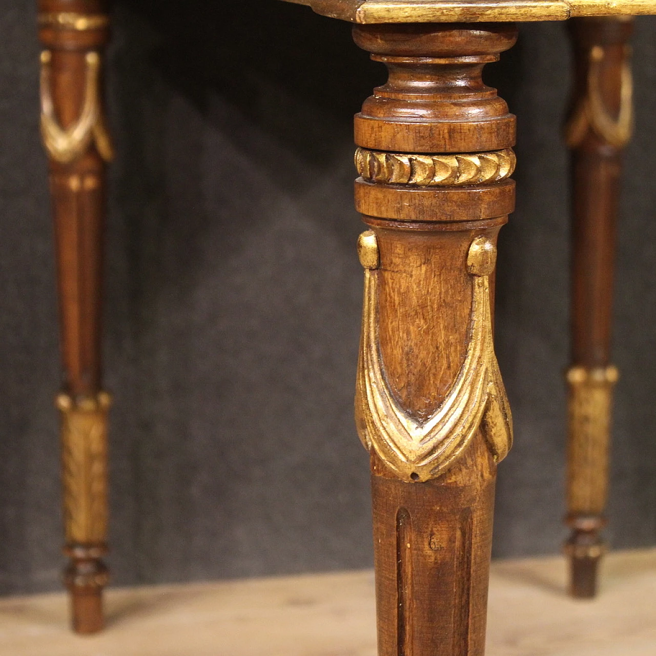 Louis XVI style lacquered and gilded wood console, 1960s 7