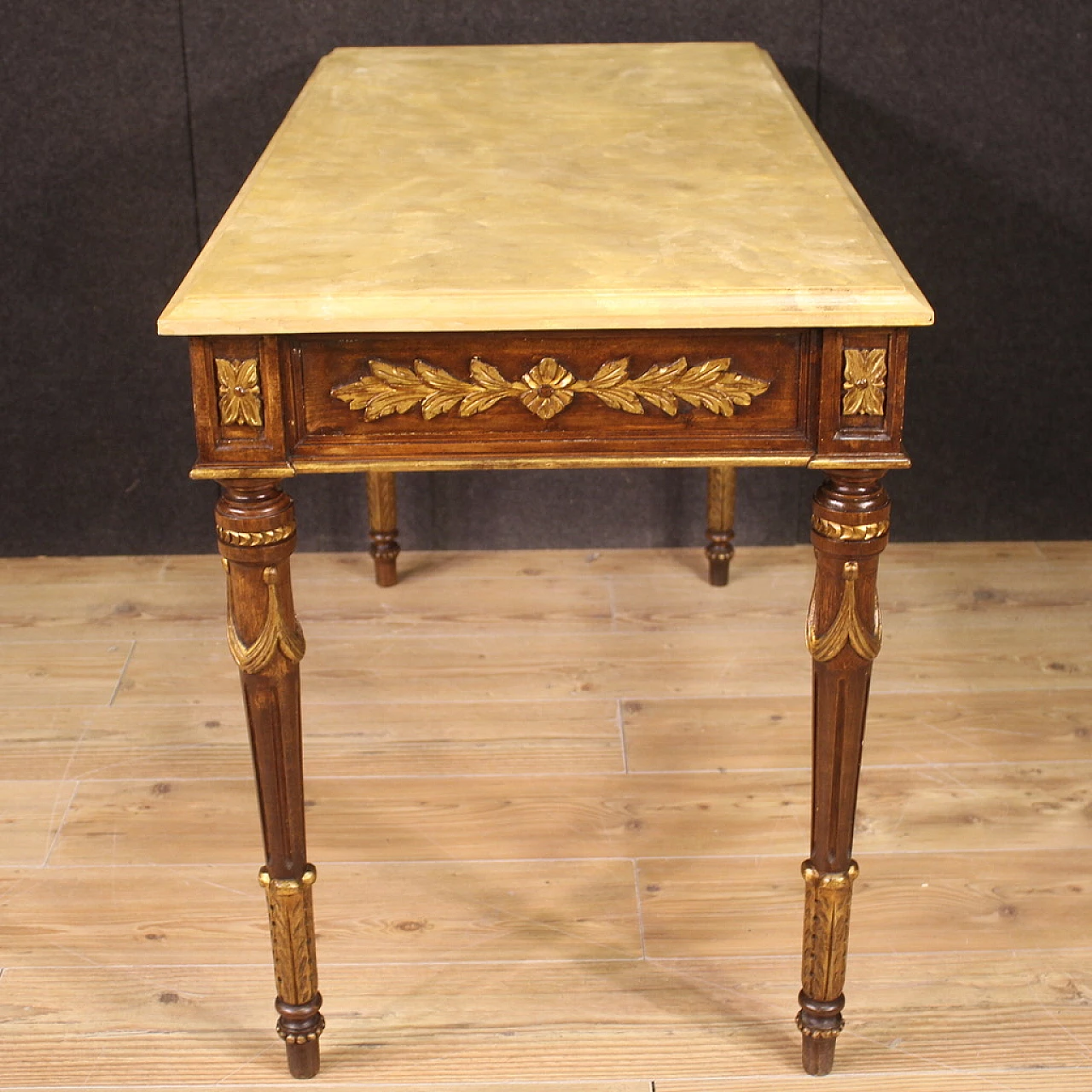 Louis XVI style lacquered and gilded wood console, 1960s 10