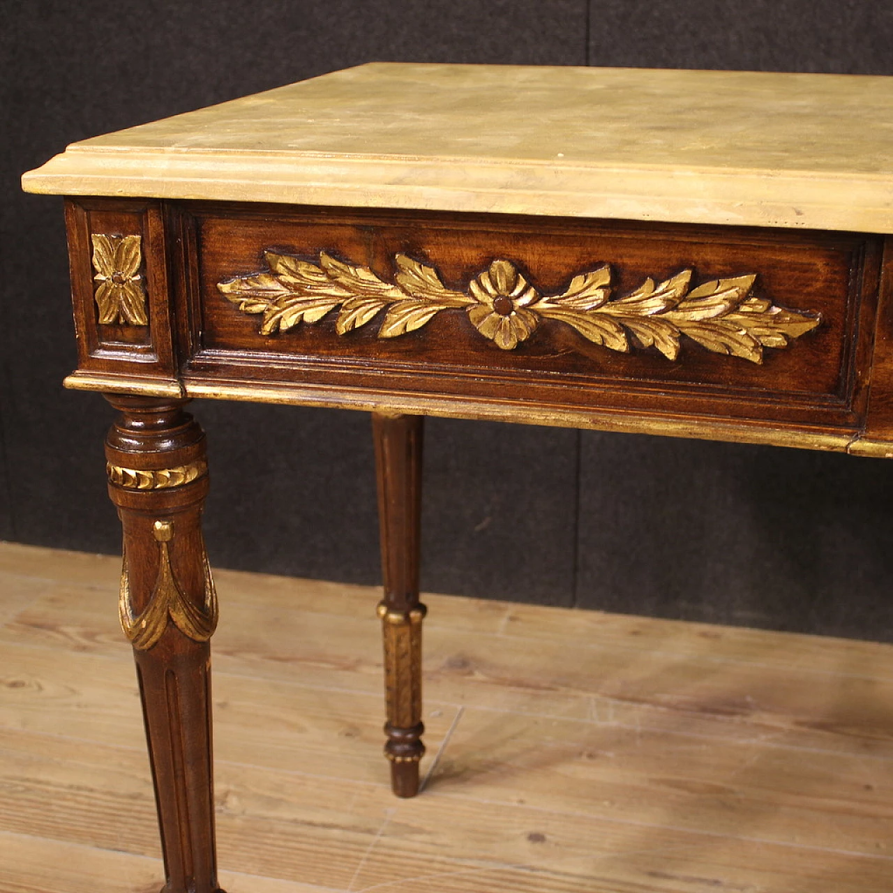 Louis XVI style lacquered and gilded wood console, 1960s 11