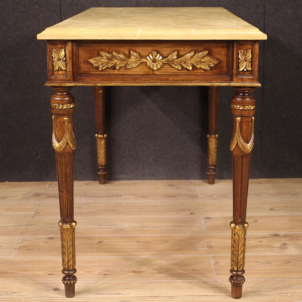 Louis XVI style lacquered and gilded wood console, 1960s 12