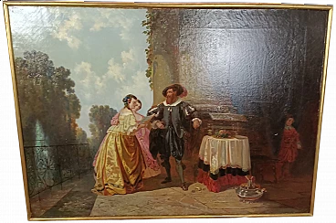 Romantic painting with ladies, early 20th century