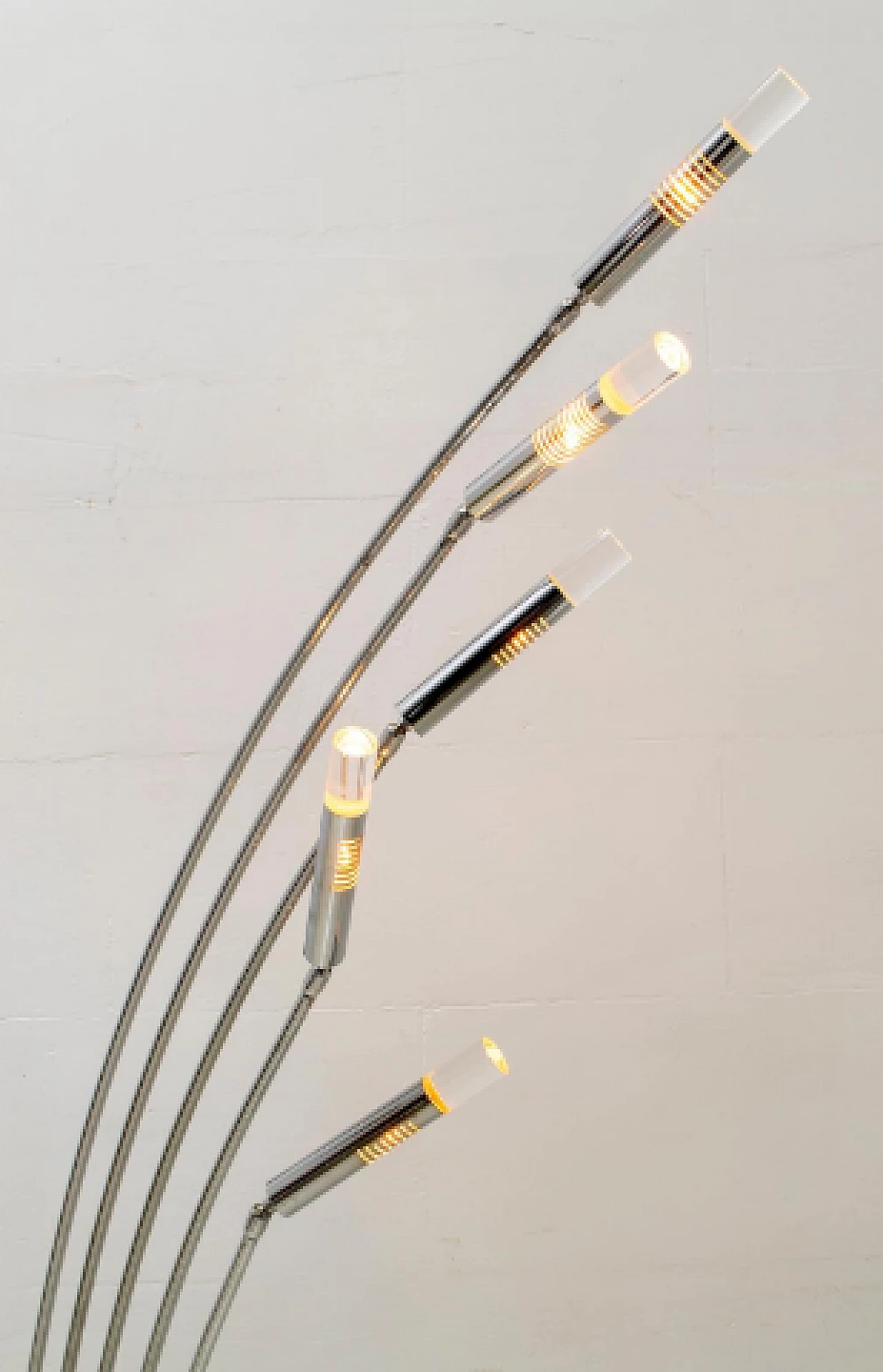 Five-light metal, lucite and travertine floor lamp, 1960s 12