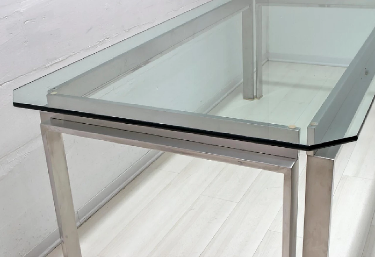 Tavolo in acciaio e cristallo di Dada Industrial Design, anni '70 7