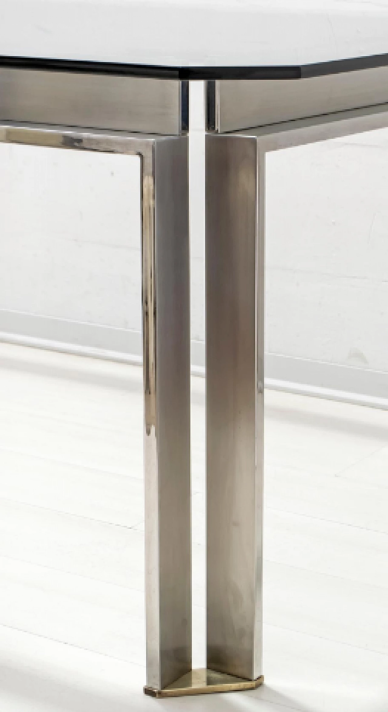 Tavolo in acciaio e cristallo di Dada Industrial Design, anni '70 9