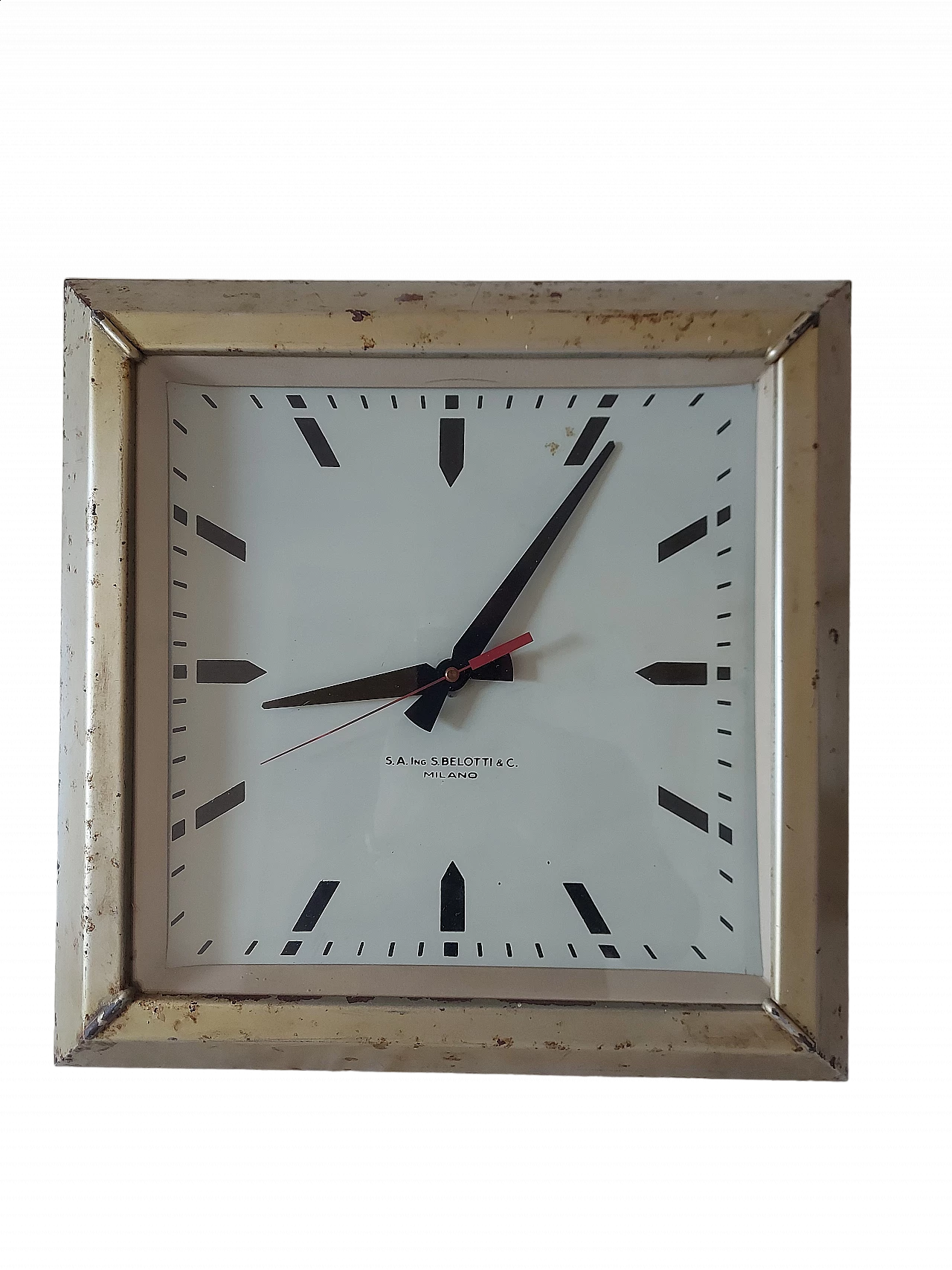 Metal wall clock by S. A. Ing S. Belotti & C., 1960s 9
