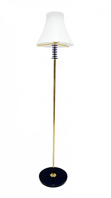 Floor lamp in brass and layered Murano glass, 1980s