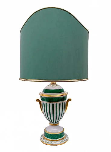 Hand-painted gold-plated table lamp by Artistica Le Porcellane, 1990s