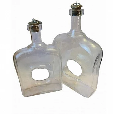 Pair of glass bottles by Erik Höglund for Boda, 1960s