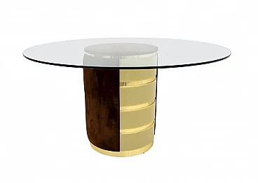 Dining table in suede and plexiglass by Willy Rizzo, 1970s
