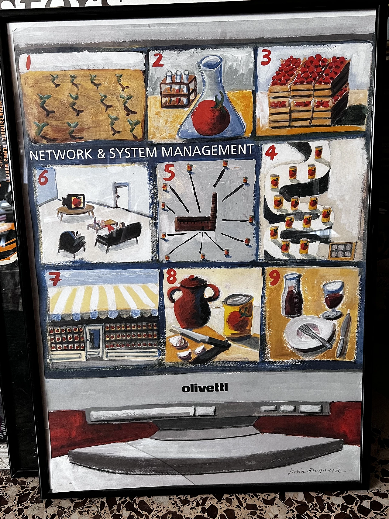 Network System Management poster by Julia Bimfield for Olivetti, 1990s 1