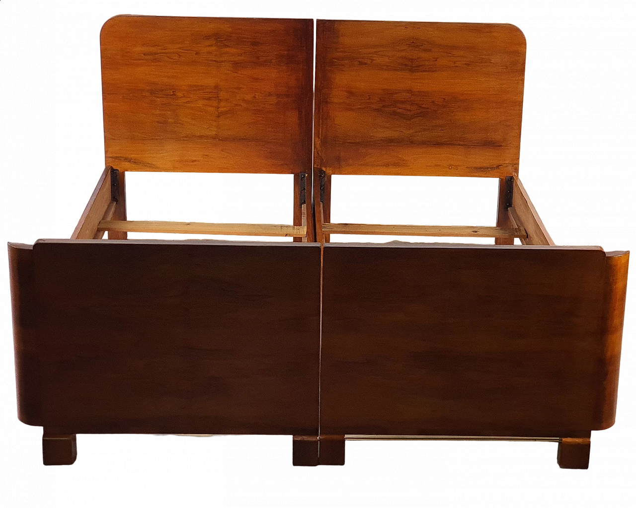 Art Deco double bed in walnut burl, 1940s 27