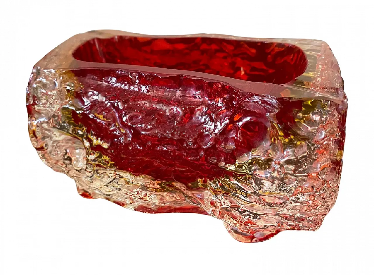 Posacenere in vetro di Murano rosso sommerso di Mandruzzato, anni '70 1