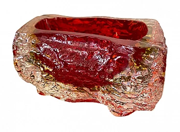 Red submerged Murano glass ashtray by Mandruzzato, 1970s