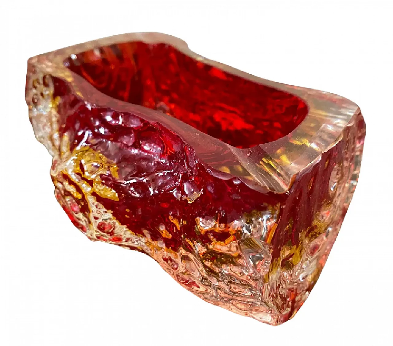 Red submerged Murano glass ashtray by Mandruzzato, 1970s 2