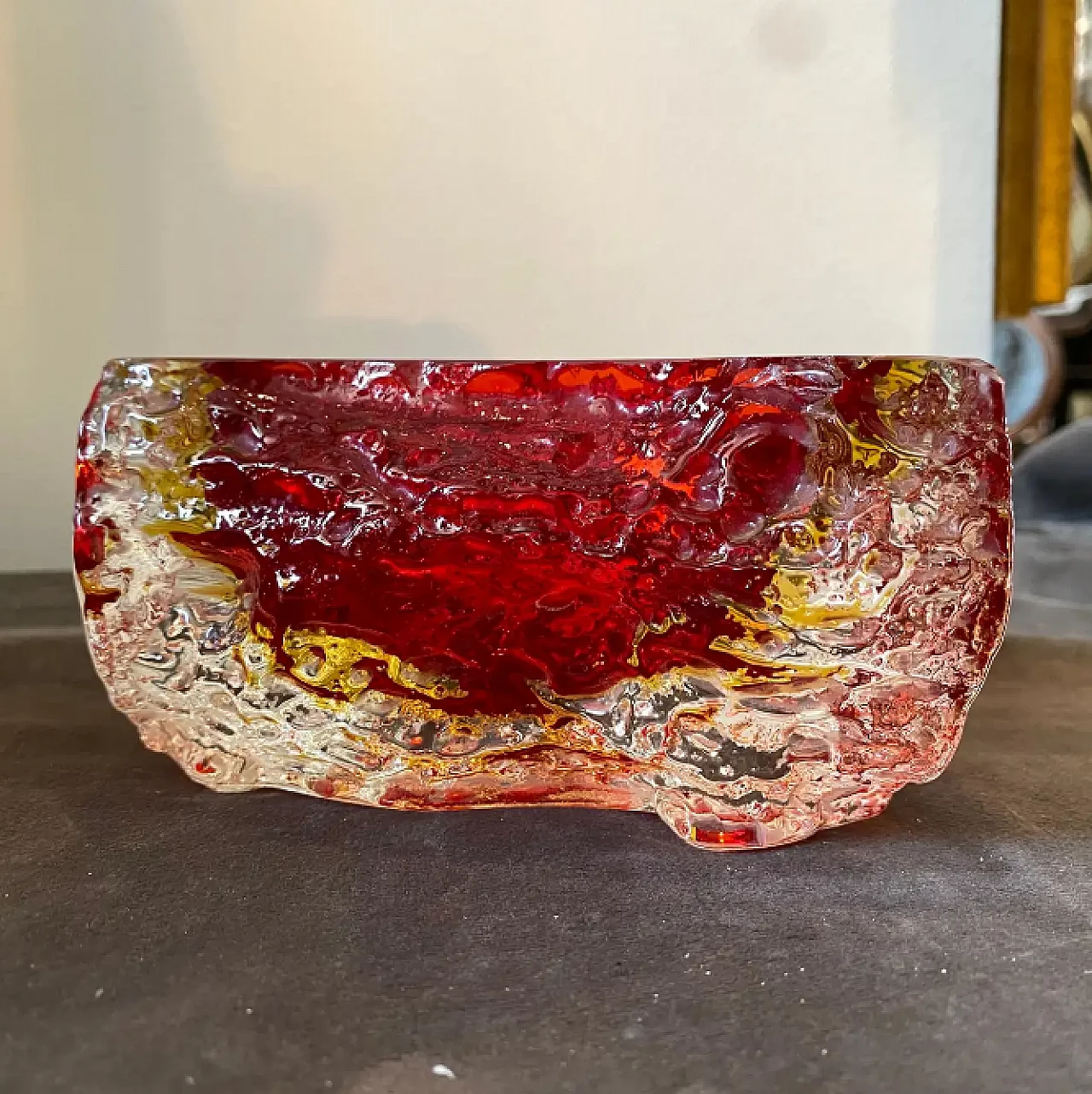 Red submerged Murano glass ashtray by Mandruzzato, 1970s 4