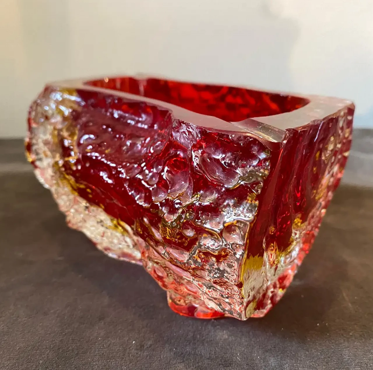 Red submerged Murano glass ashtray by Mandruzzato, 1970s 5
