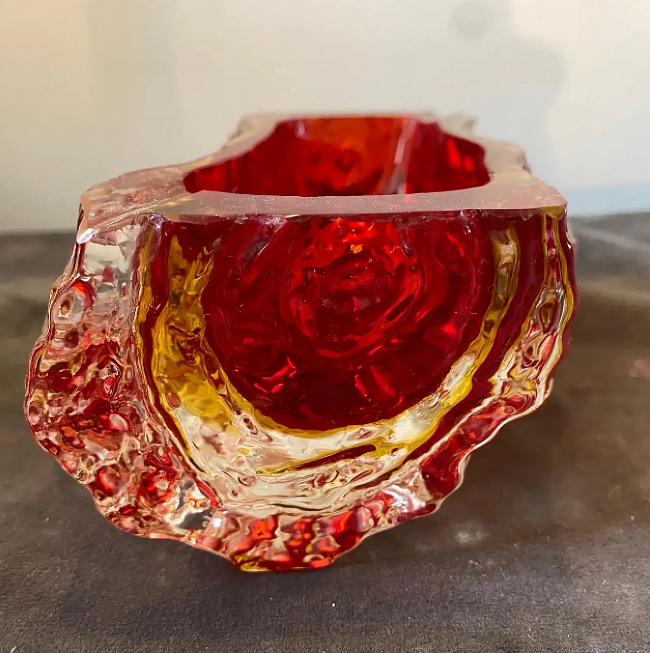 Red submerged Murano glass ashtray by Mandruzzato, 1970s 6