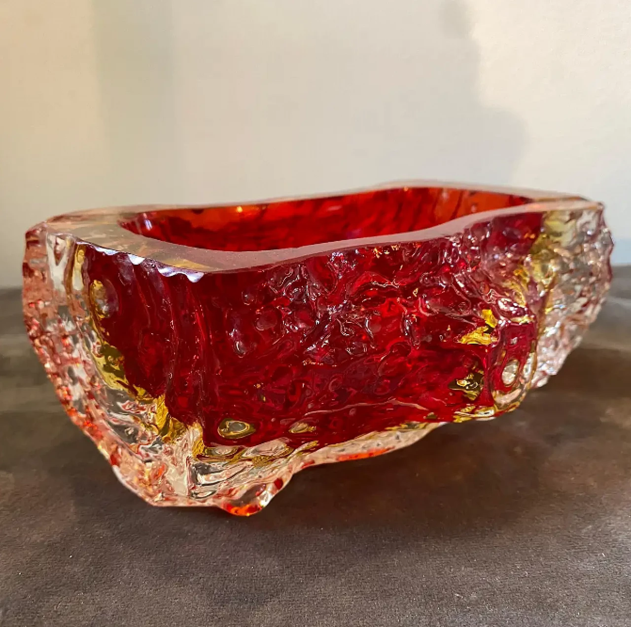 Red submerged Murano glass ashtray by Mandruzzato, 1970s 7