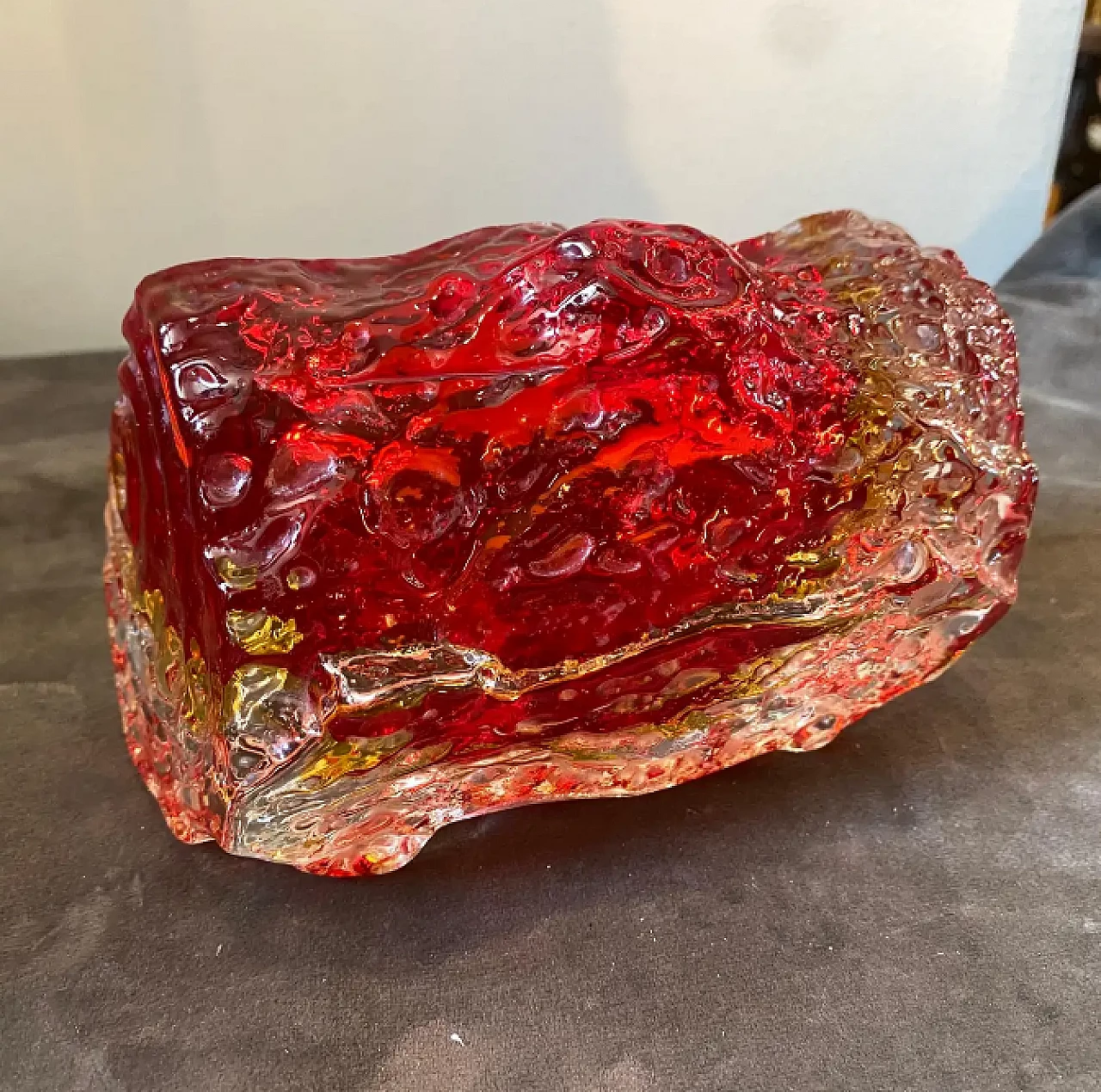 Red submerged Murano glass ashtray by Mandruzzato, 1970s 8