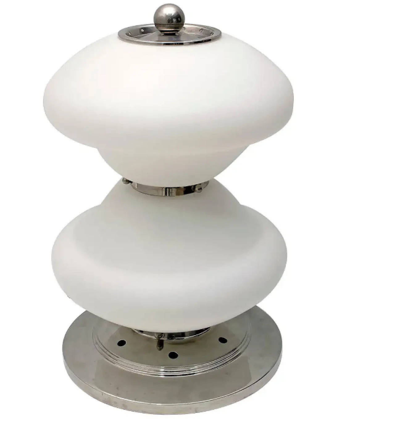 Murano opaline glass and chrome table lamp by Mazzega, 1960s 1