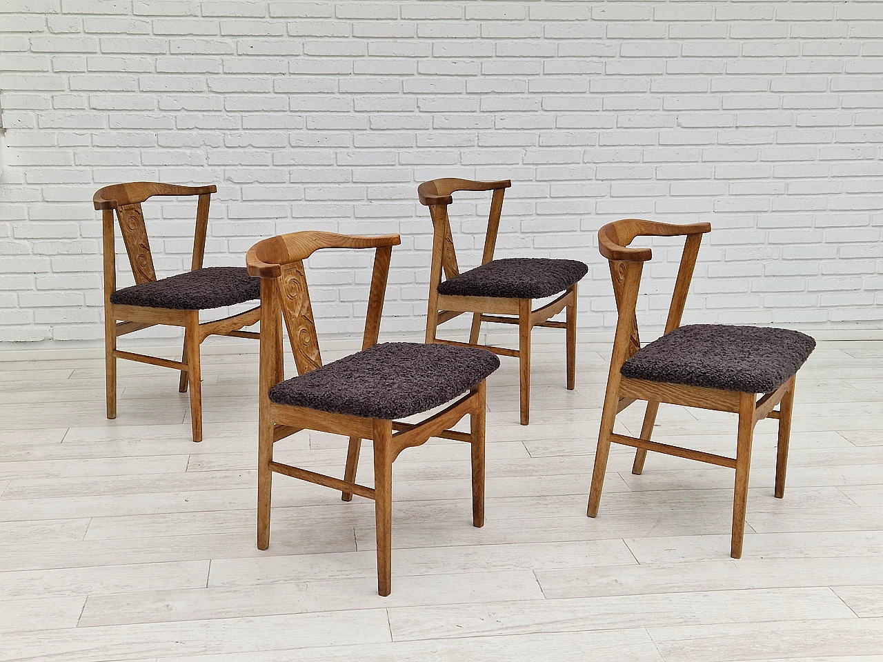 4 Danish oak chairs by Henning Kjærnulf, 1960s 1