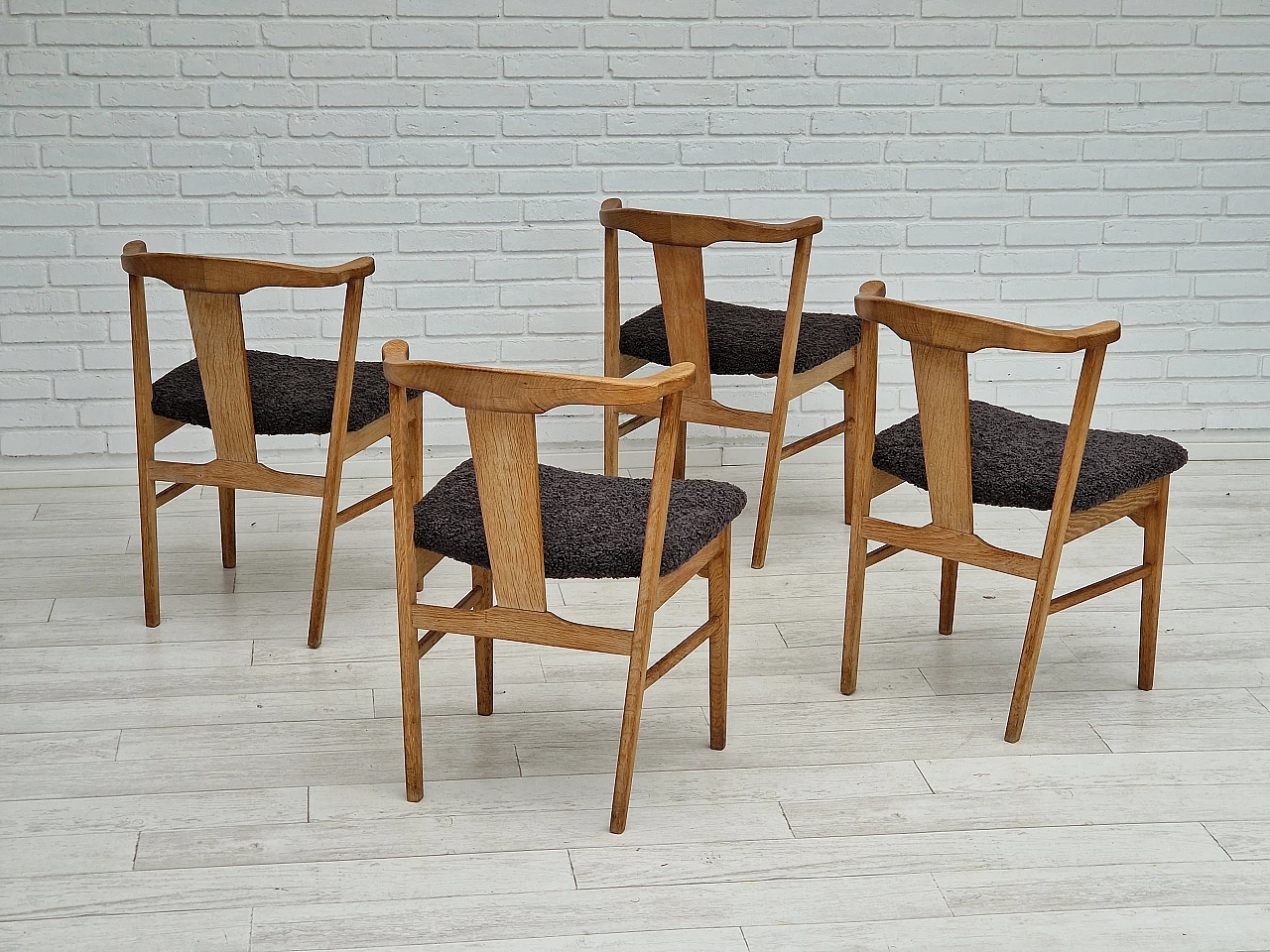 4 Danish oak chairs by Henning Kjærnulf, 1960s 2