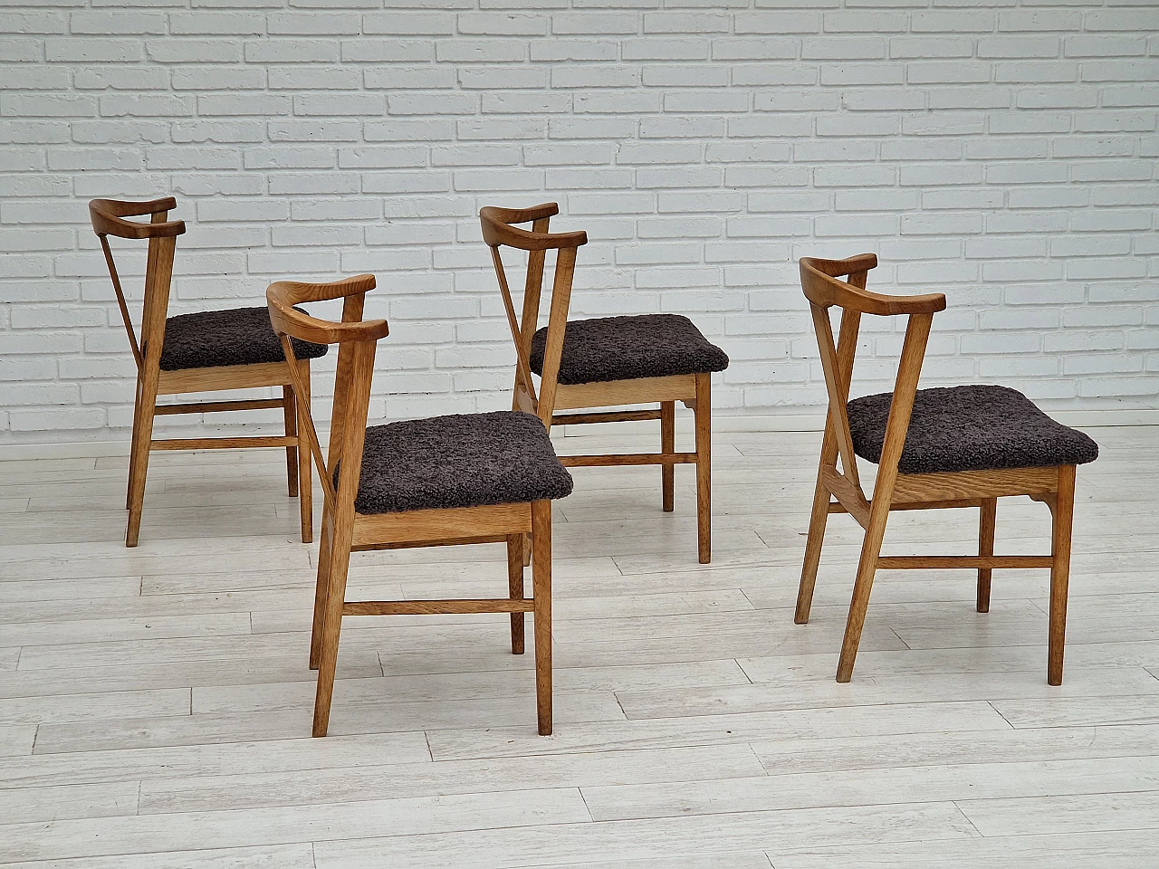 4 Danish oak chairs by Henning Kjærnulf, 1960s 3