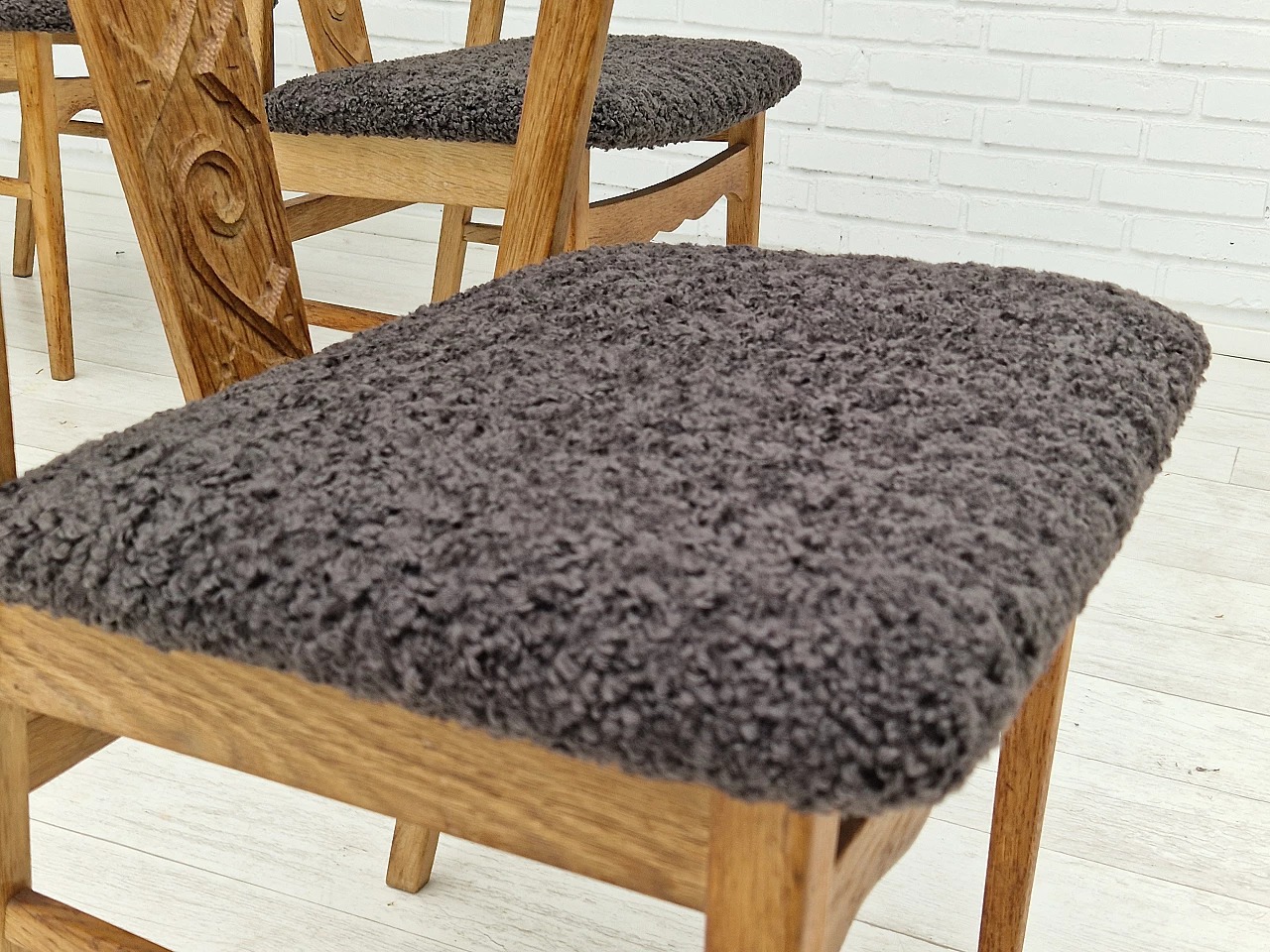 4 Danish oak chairs by Henning Kjærnulf, 1960s 21