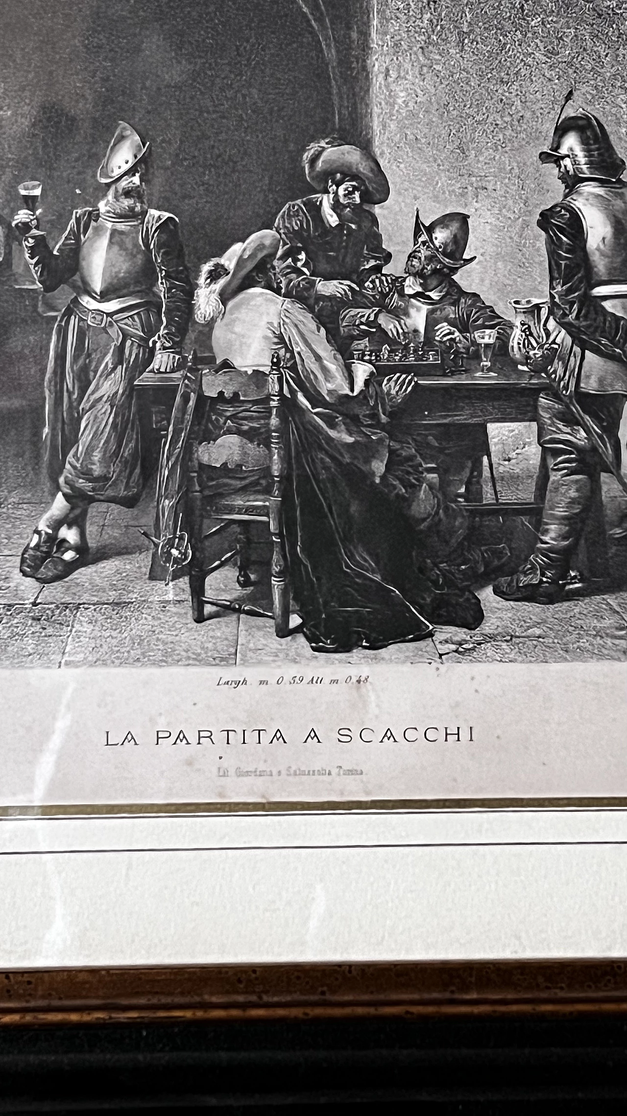 Litografia raffigurante una partita di scacchi, anni '20 3