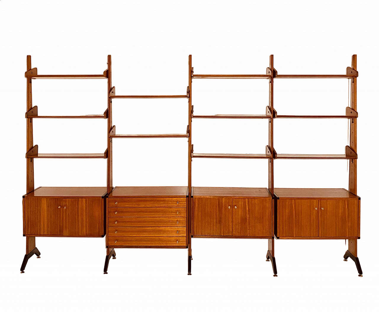 Teak veneered poplar modular bookcase by Vittorio Dassi, 1960s 21