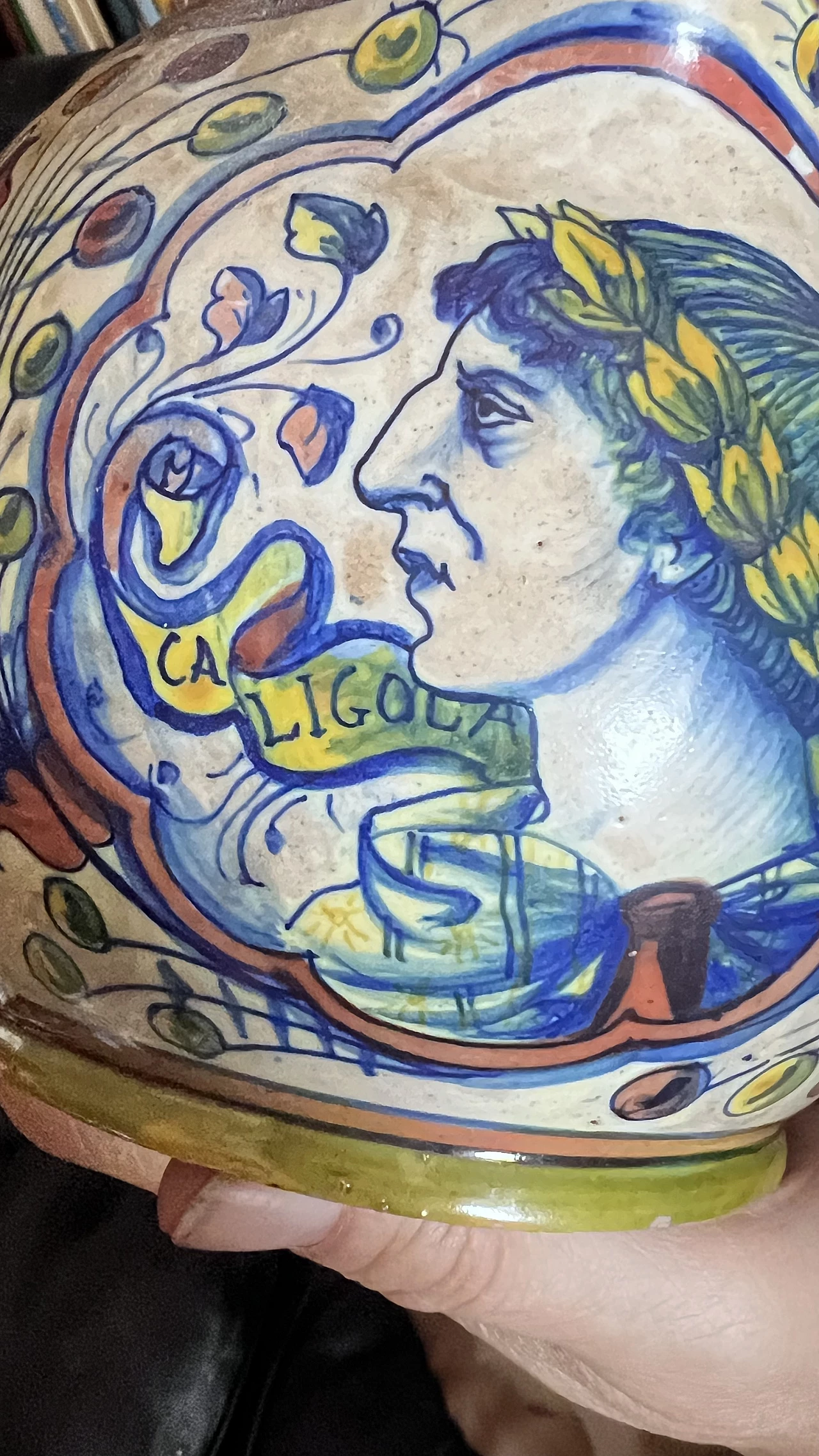 Ceramic pitcher with Caligula by Deruta, 1930s 4