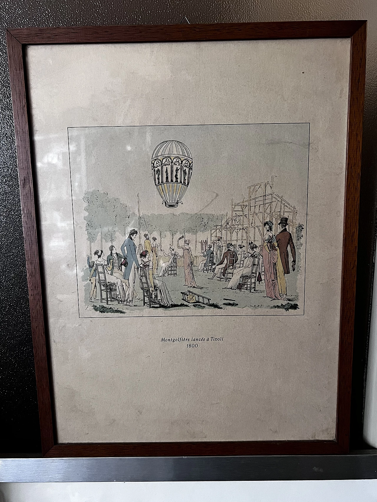 Montgolfière lancée à Tivoli 1800, stampa, anni '50 1