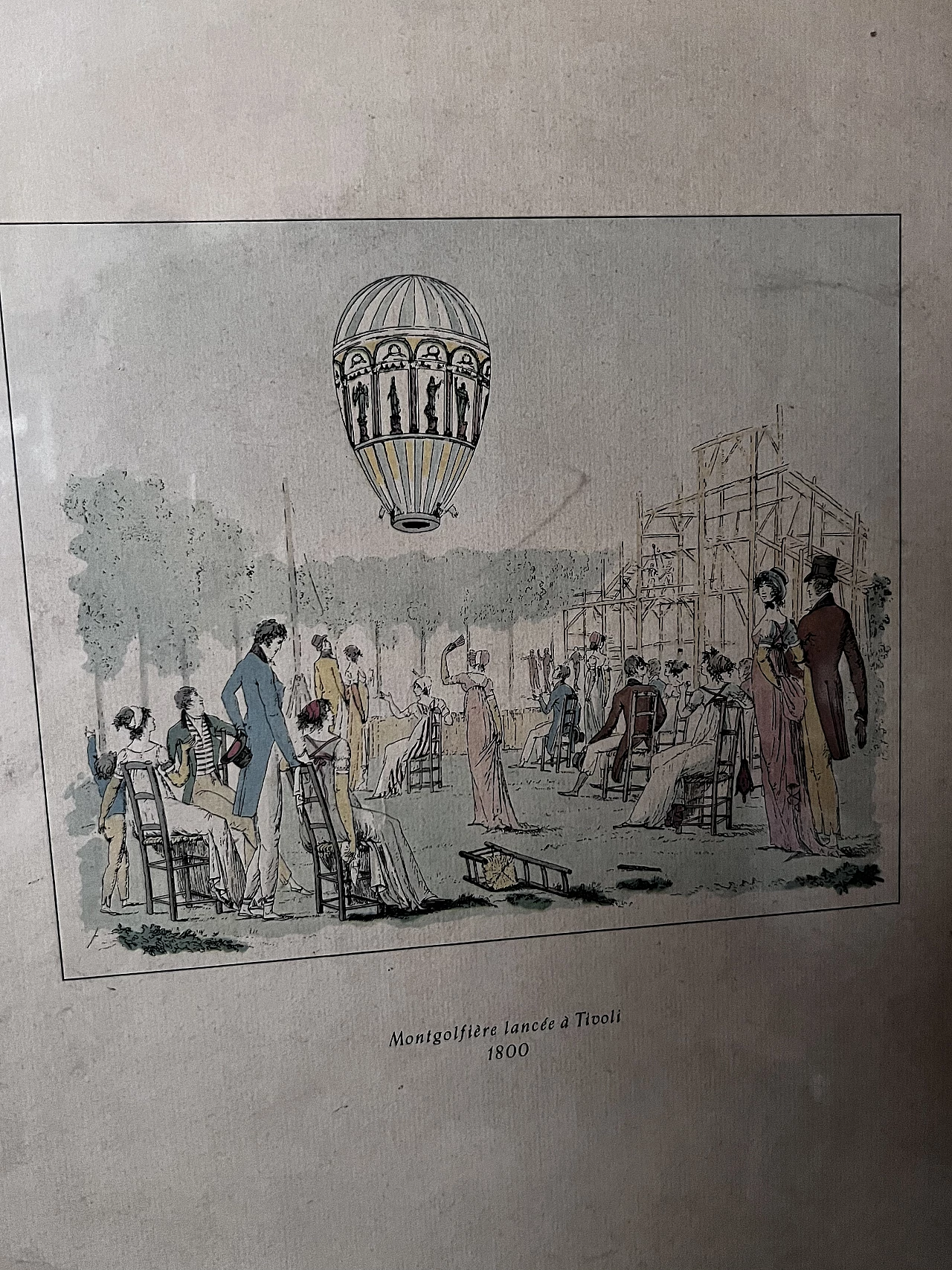 Montgolfière lancée à Tivoli 1800, stampa, anni '50 2