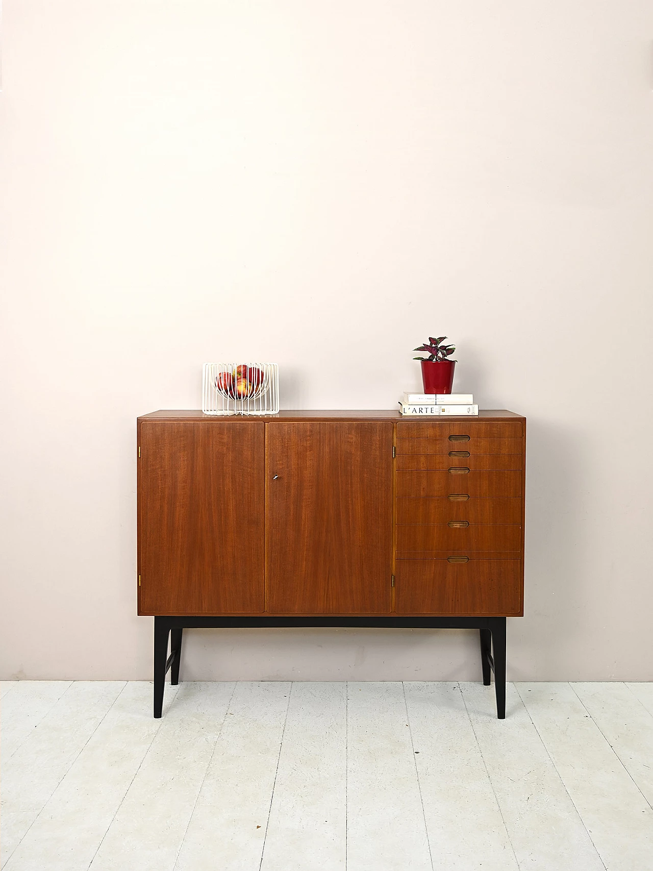 Teak sideboard with black painted legs, 1960s 2
