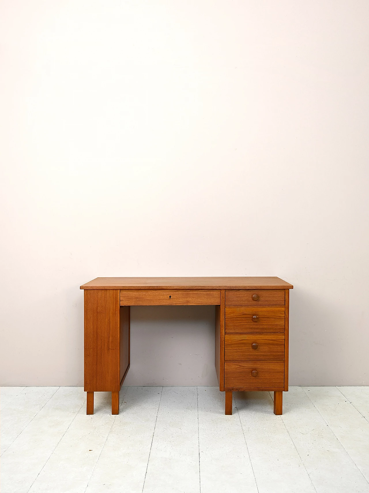 Swedish teak desk with drawers and shelving, 1960s 2