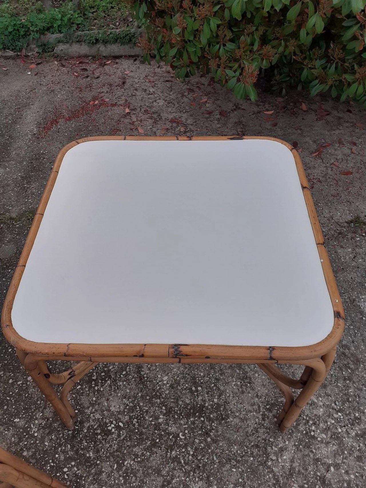 Bamboo table with white laminate top, 1990s 5