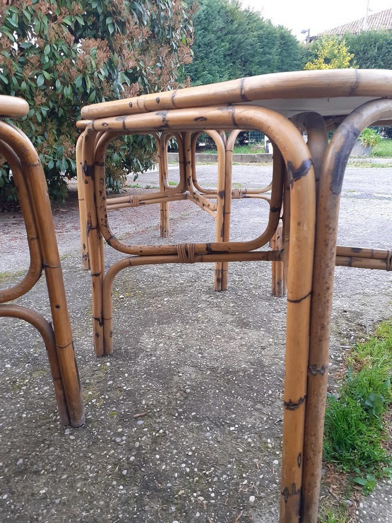 Bamboo table with white laminate top, 1990s 7