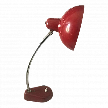 Lampada da tavolo in metallo laccato rosso, anni '50