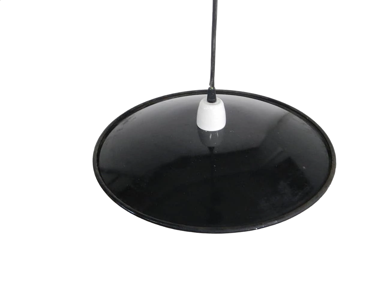 Lampadario a piatto in metallo  e ceramica, anni '60 9