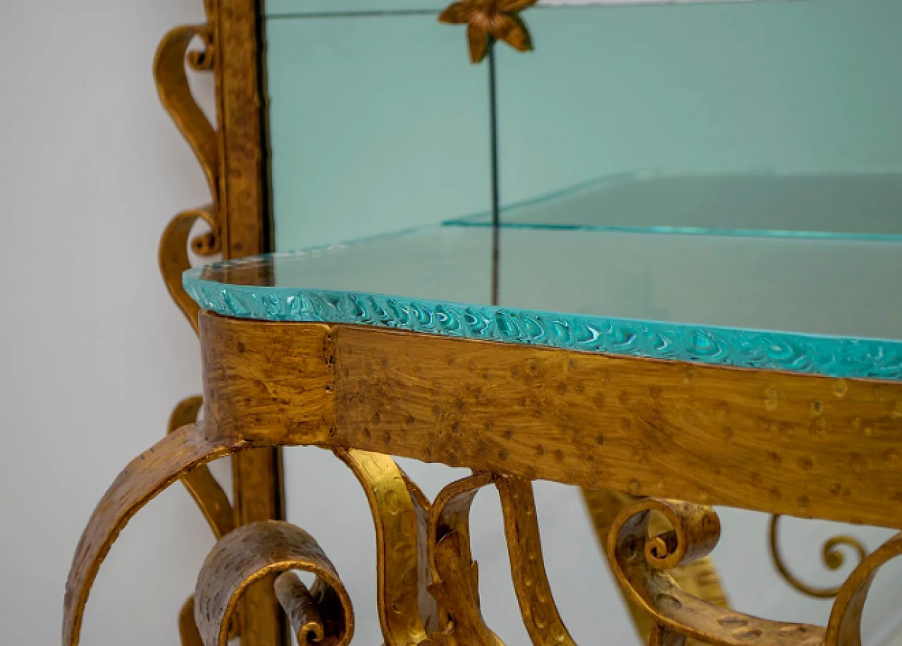 Wrought iron and glass console with mirror by Pier Luigi Colli, 1950s 12
