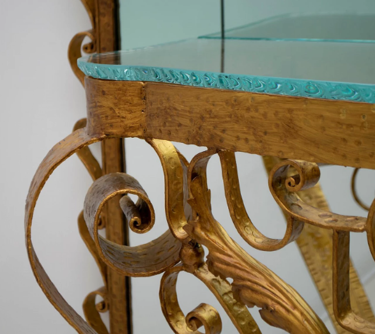 Wrought iron and glass console with mirror by Pier Luigi Colli, 1950s 13