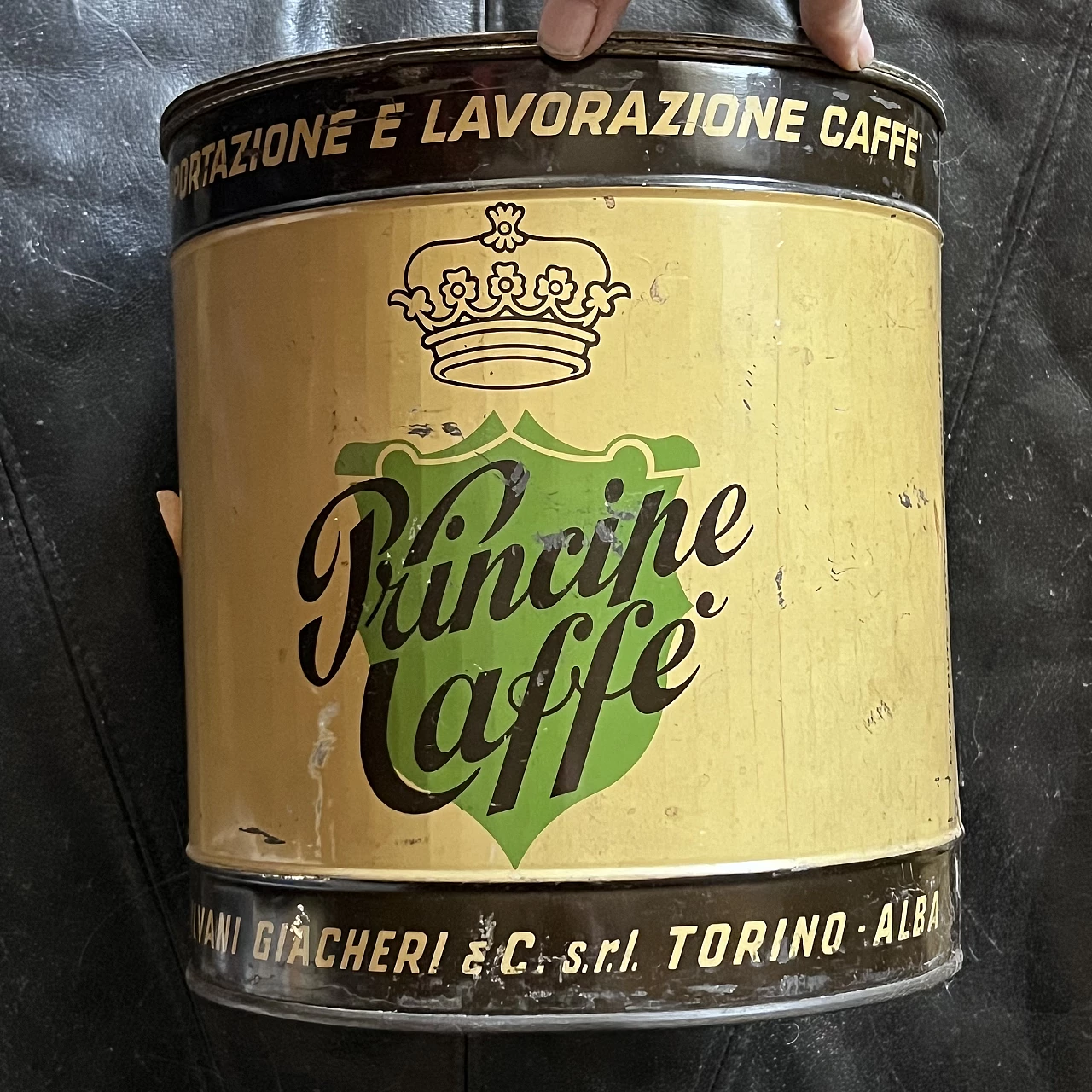 Scatola in latta Caffè Principe di Silvani Giacheri & C., anni '50 1