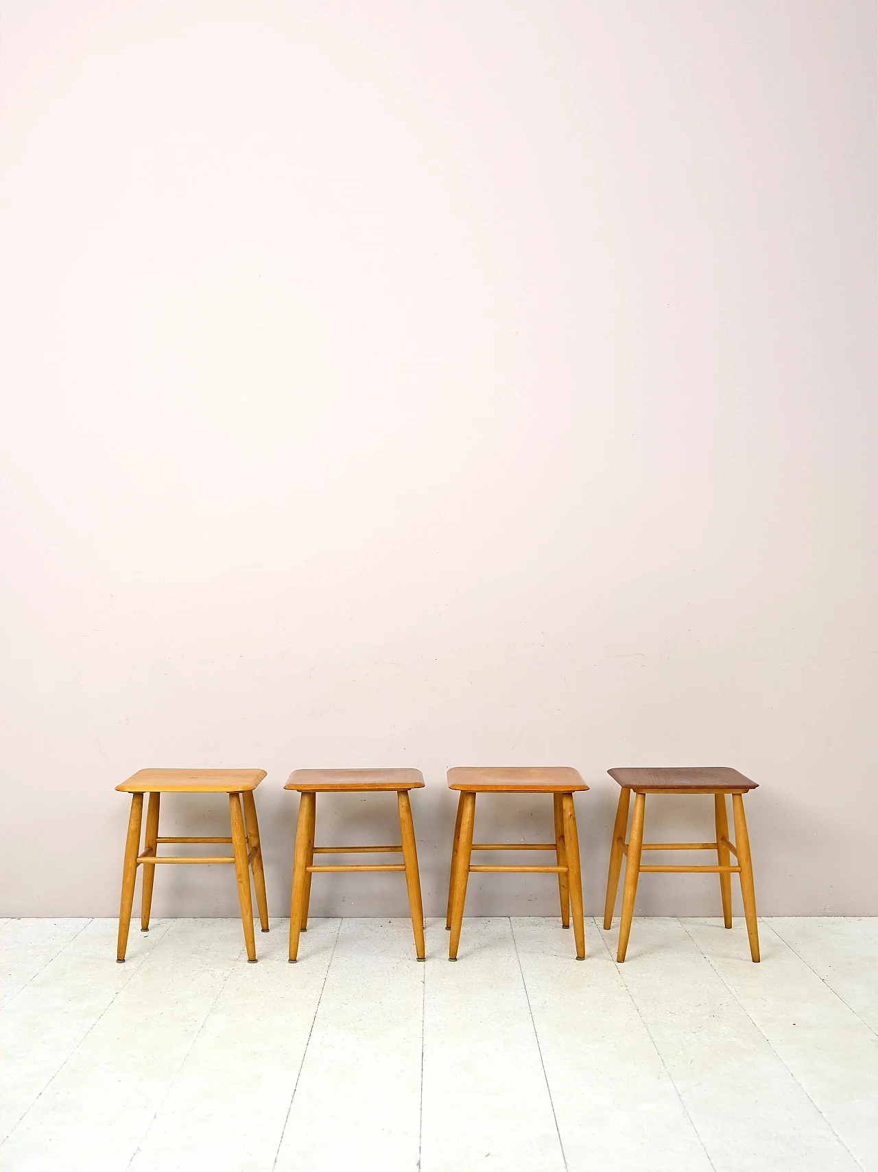 4 Scandinavian wooden stools by Edsby Verken, 1960s 2