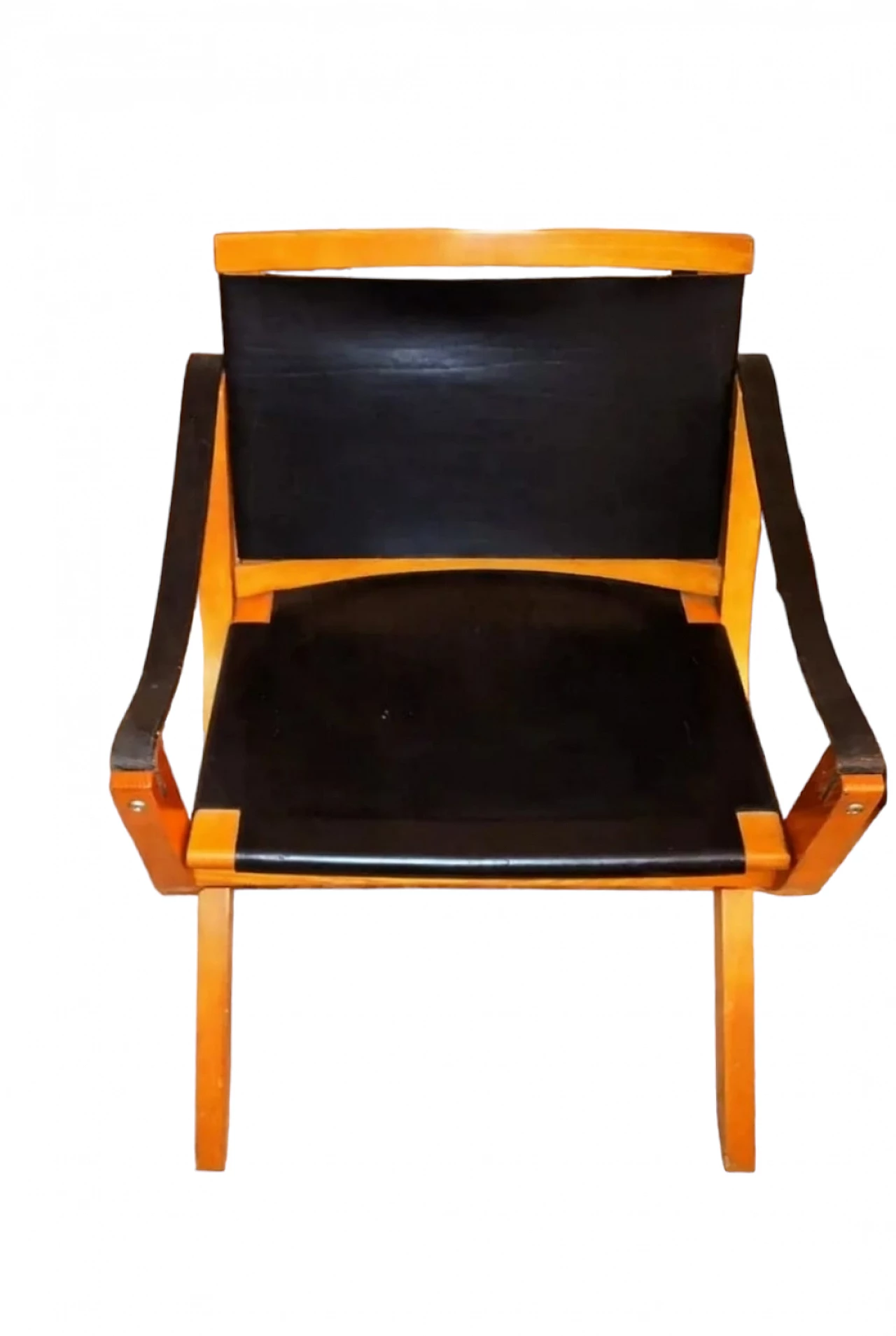 4 Wood and leather Kiu armchairs by LuxorItalia 1