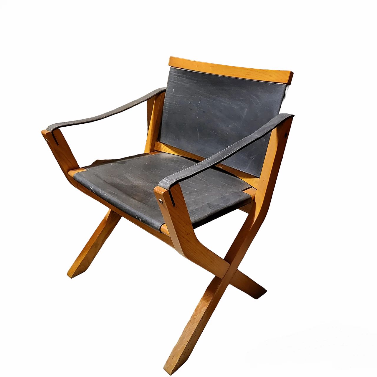 4 Wood and leather Kiu armchairs by LuxorItalia 3
