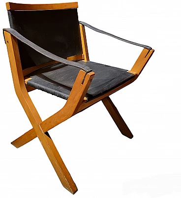 4 Wood and leather Kiu armchairs by LuxorItalia