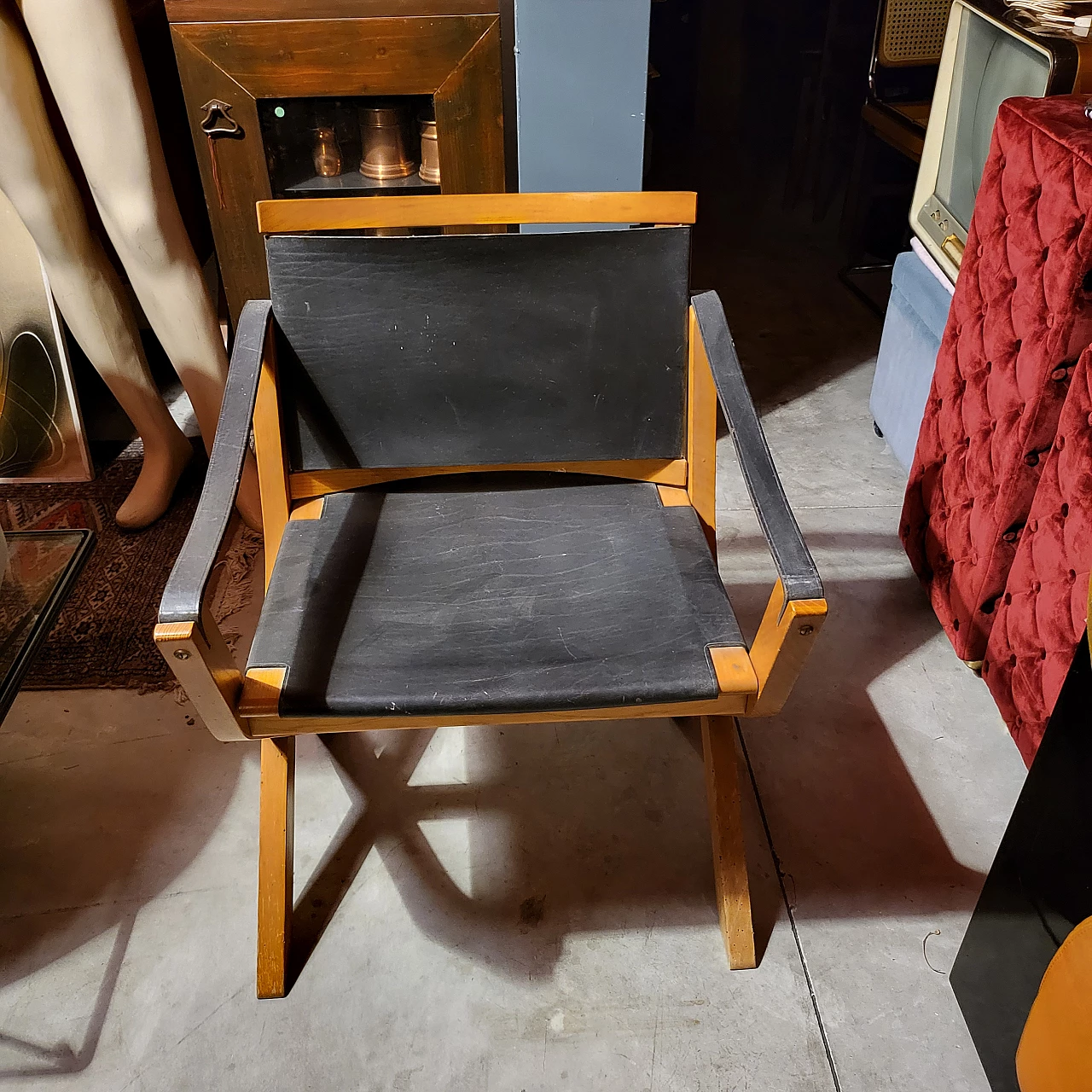 4 Wood and leather Kiu armchairs by LuxorItalia 15