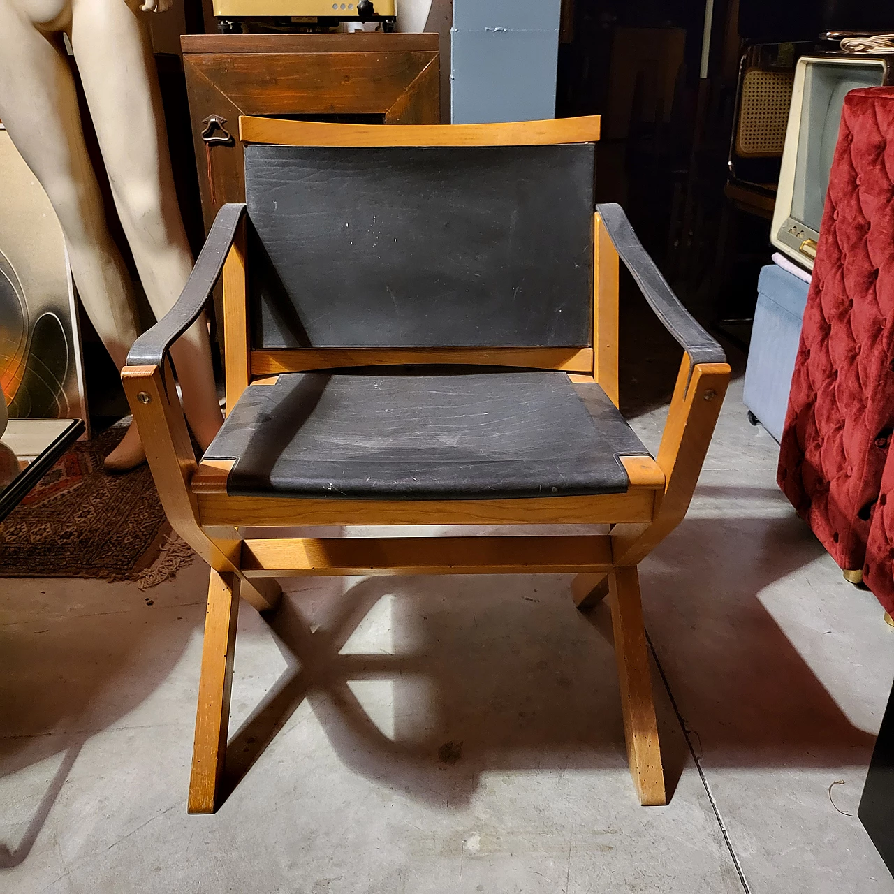 4 Wood and leather Kiu armchairs by LuxorItalia 18