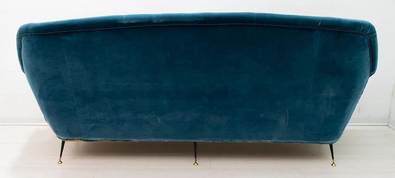 Blue velvet sofa by Gigi Radice for Minotti, 1950s 8
